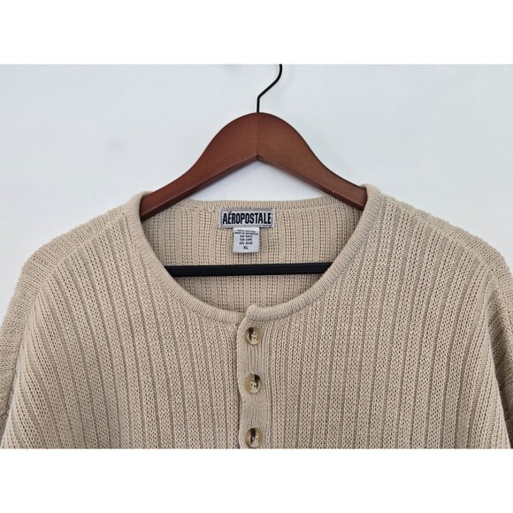 Vintage Aeropostale Shirt Mens XL Beige Waffle Knit Outdoor Hiking Y2K  Thermal - Picture 2 of 7